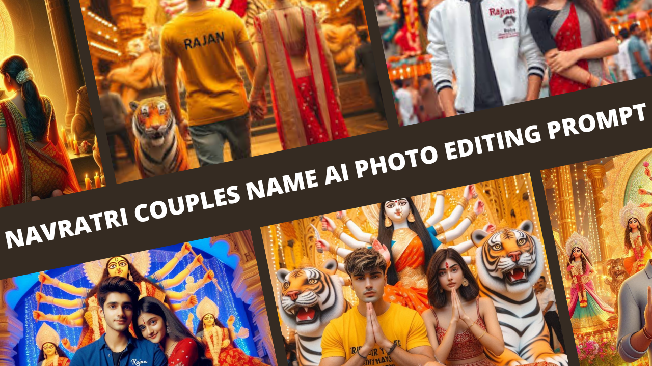 Navratri Couples Name AI Photo Editing Prompt 2024