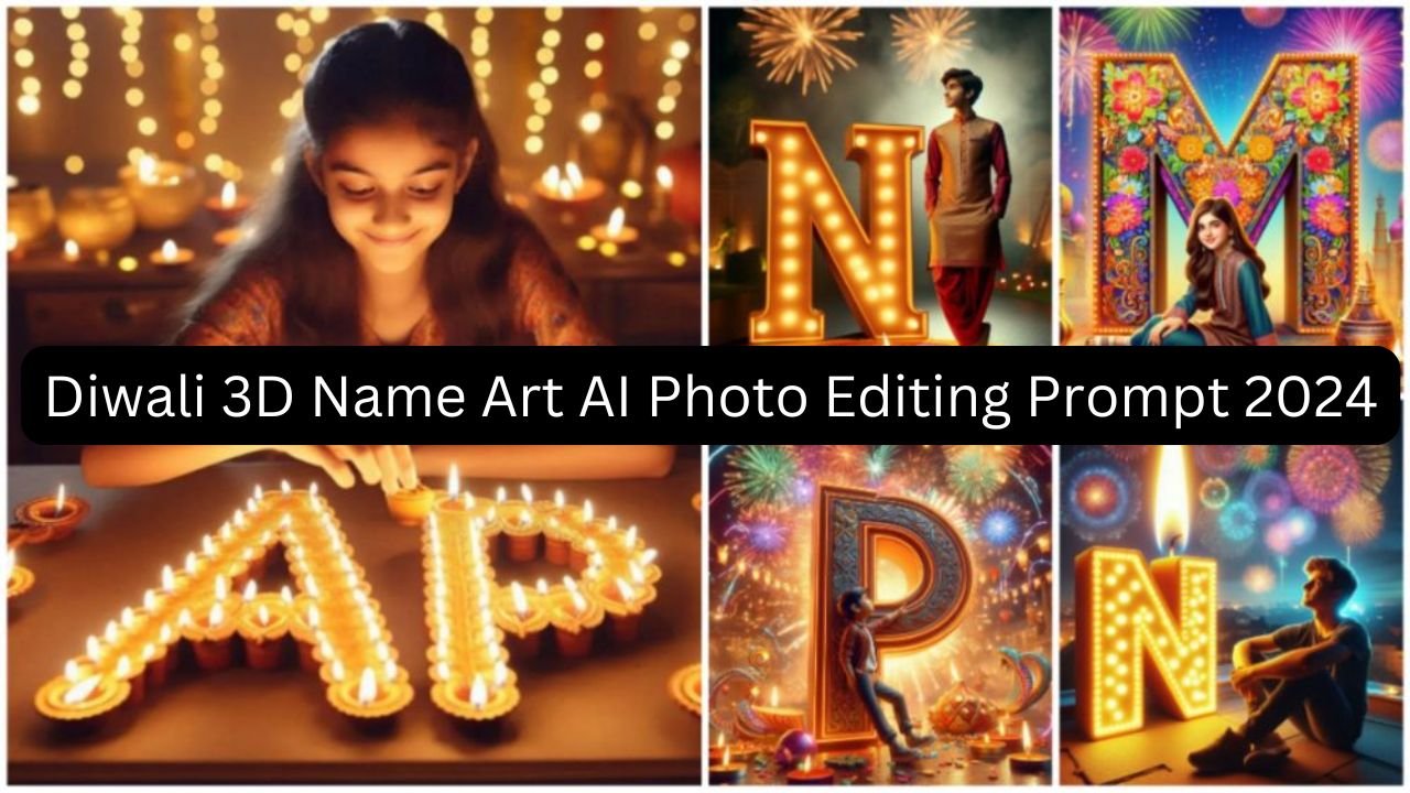 Diwali 3D Name Art AI Photo Editing Prompt 2024